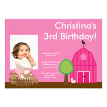 Cute Barn Yard Farm Animals Birthday Photo Invite invitations