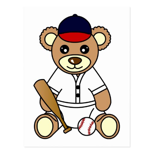Cute Baseball Boy Teddy Bear Post Card