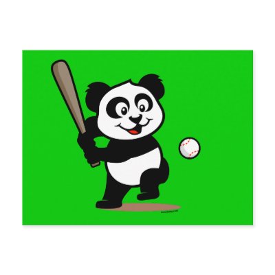 Cute Baseball Panda Post Card by cuteunion
