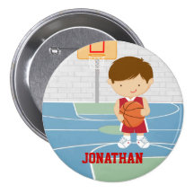 Cute basketball player red basketball jersey pinback buttons