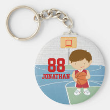 Cute basketball player red basketball jersey key chain