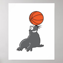 cute basketball seal print