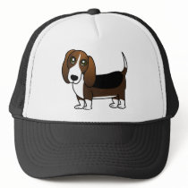 Cute Basset Hound Cartoon - Brown White and Black Trucker Hat