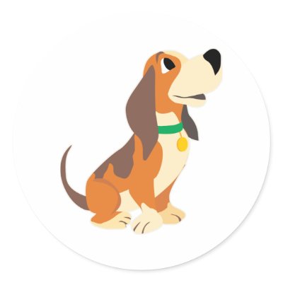 Cute Basset Hound,Png Round Sticker by cutecanines