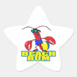 cute beach bum lobster cartoon graphic sticker