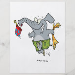 cute beach time elephant cartoon flyer