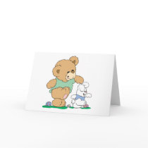 Cute Bear and Easter Bunny Greeting Card