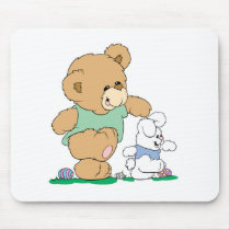 Cute Bear and Easter Bunny Mouse Pad
