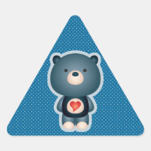 Cute Bear Blue Triangle Sticker