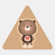 Cute Bear Brown Triangle Sticker
