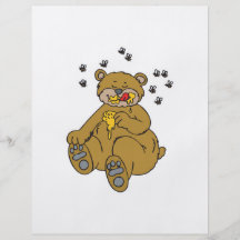 cute bear eating honey flyer design
