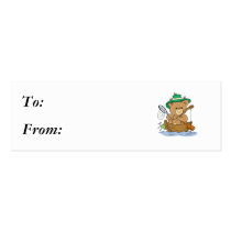 Cute Bear Fishing in Boat Business Card Template