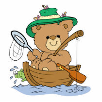Cute Bear Fishing in Boat Cut Out