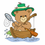 Cute Bear Fishing in Boat photo sculptures