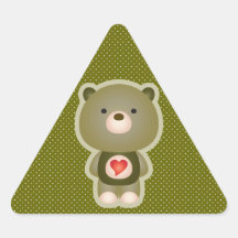 Cute Bear Green Triangle Sticker