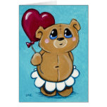 Cute Bear Holding Heart Balloon Valentine Card cards