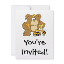 Cute Bear Stealing Honey Custom Invites