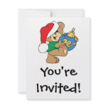 Cute Bear with Christmas Ornament Custom Invites