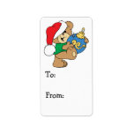 Cute Bear with Christmas Ornament Custom Address Label