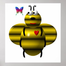 Cute bee and baby butterfly posters