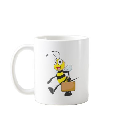 Cute Bee Cartoon Carry Attache Go to Work Office Mug by graphicdesigner