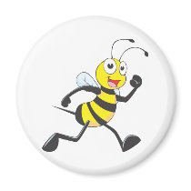 Cute Bee Cartoon Running Jogging Walking Shirt Refrigerator Magnet