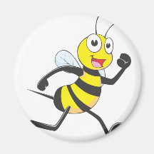 Cute Bee Cartoon Running Jogging Walking Shirt Fridge Magnets