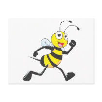 Cute Bee Cartoon Running Jogging Walking Shirt Post Card