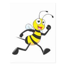 Cute Bee Cartoon Running Jogging Walking Shirt Post Cards