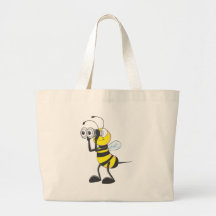 Cute Bee Holding Binoculars Looking at Something Canvas Bags