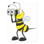 Cute Bee Holding Binoculars Looking at Something Postcard