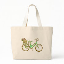 Cute Bicycle with Tulips Tote Bags