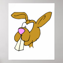 cute big teeth brown bunny rabbit poster