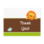 Cute bird and lion thank you postcard