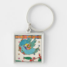 Cute bird flying and singing key chain