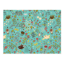Cute Bird Pattern Five Post Cards