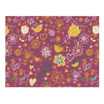 Cute Bird Pattern Two Postcard