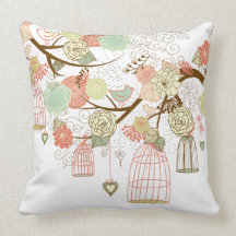 cute birds throw pillows