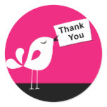 Cute Birdy Thank You Sticker (fuschia)