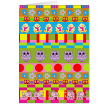 Cute Birthday card with Patterns & Owls etc