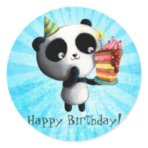 Cute Birthday Panda with Cake stickers