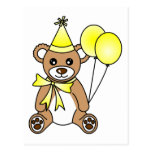 Cute Birthday Teddy Bear - Yellow Post Cards