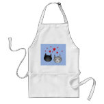 Cute Black and Grey Cats, with Hearts. Apron