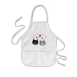 Cute Black and Grey Cats, with Hearts. Apron