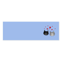 Cute Black and Grey Cats, with Hearts. Business Card Template