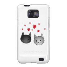 Cute Black and Grey Cats, with Hearts. Galaxy SII Cover