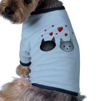 Cute Black and Grey Cats, with Hearts. Dog T-shirt