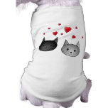 Cute Black and Grey Cats, with Hearts. Pet Tee Shirt