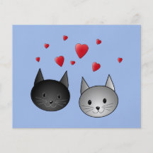 Cute Black and Grey Cats, with Hearts. Flyers