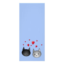 Cute Black and Grey Cats, with Hearts. Personalized Invite